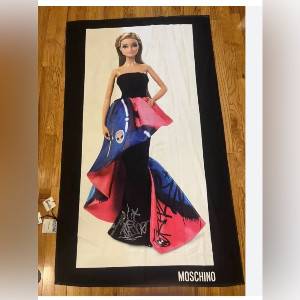 Designer towel Moschino beach towel Barbie Collab - vintage towel collectable
